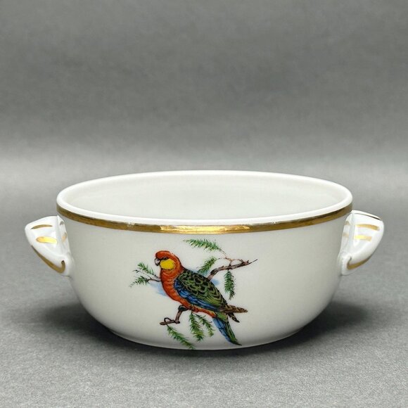 Vintage Pillivuyt and Cie France White Porcelain Handled Dish With Birds Motifs - Picture 1 of 7